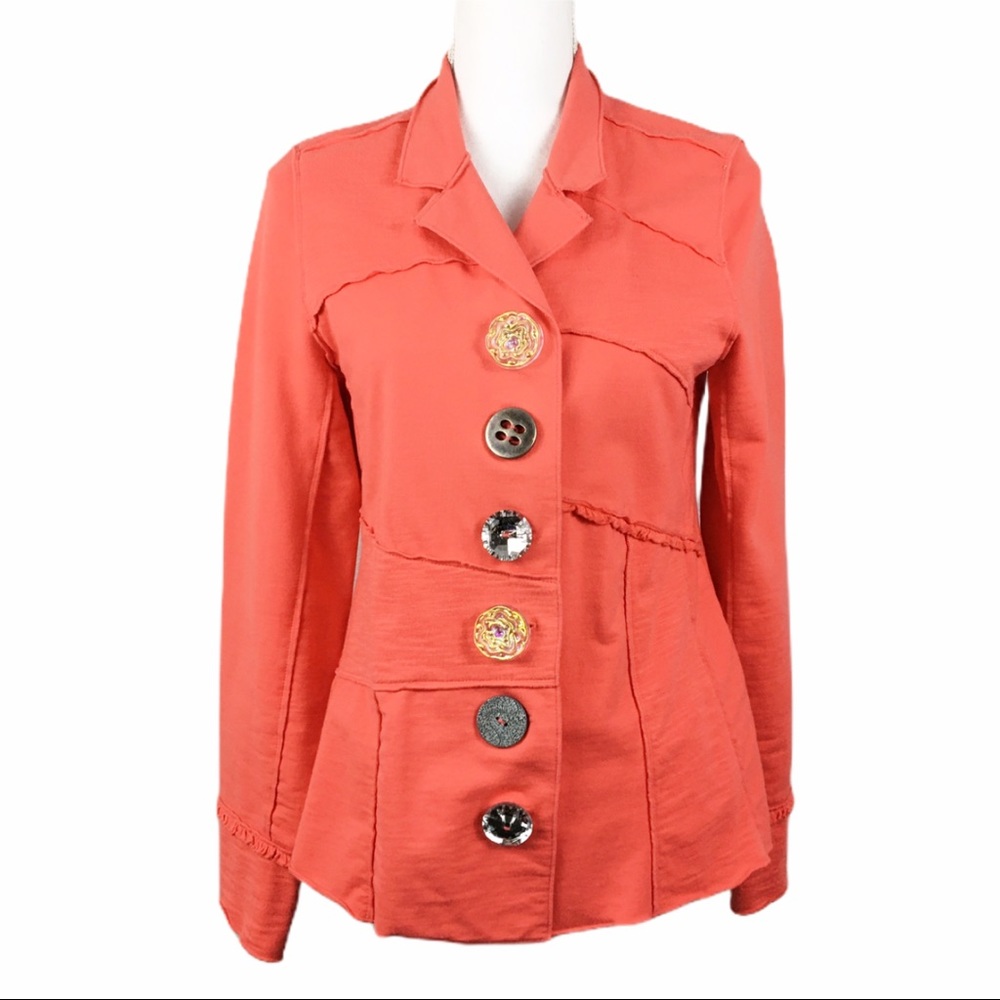 Neon Buddha Orange Funky Button Up Jacket